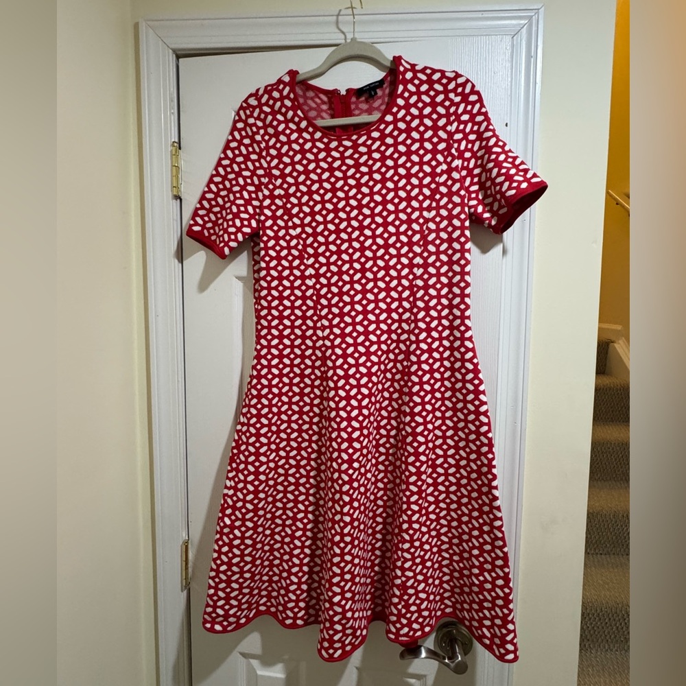 Heavy knit fit and flare Pink Tartan Dress L